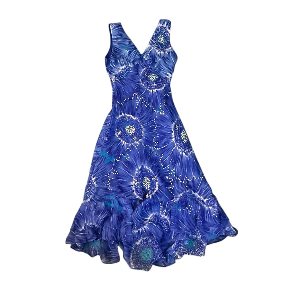 Y2K, blue sequin slip on dress, medium